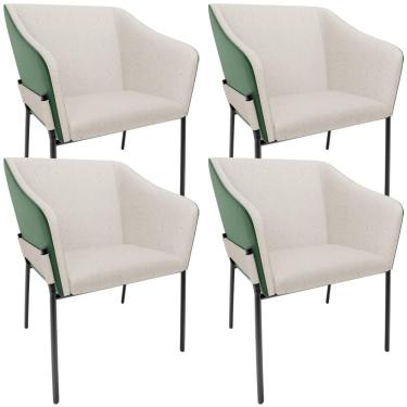 Imagem de Kit 4 Cadeiras Para Sala De Jantar Estar Living Olívia L02 Linho Cru Couríssimo Verde - Lyam Decor