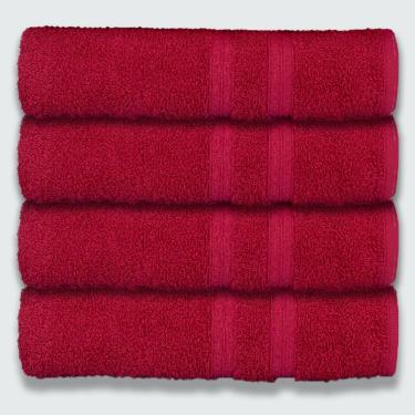 Imagem de Kit 4 Toalhas De Banho 430g-m² Grande Super Grossa 80x150cm Itália Soft Cereja
