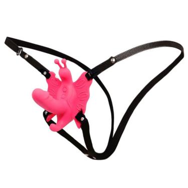 Imagem de Cinta Com Estimulador E Plug Vaginal - Ultra Passionate Harness Butterfly - Magenta, Regulável