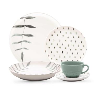 Imagem de Jogo De Jantar Em Cerâmica Flat Com 20 Peças Oxford Samambaia