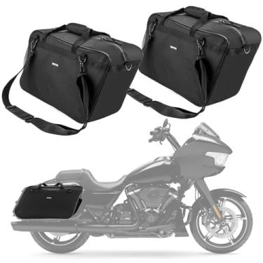 Imagem de Mofun Motorcycle Saddlebag Liner Bags with Tool Pockets Hard Saddle Bags Insert Compatible With Harley Touring Electra Road Street Glide Road King 1993-2025, 1 Pair Black