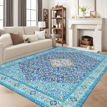 Imagem de Vossfamul Tapete lavável de 20 x 25 cm, grande, neutro, moderno, abstrato, 1,5 m x 2,1 m, tapete retangular macio com suporte antiderrapante para sala de estar, sala de jantar, quarto, casa