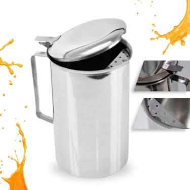 Imagem de Jarra Inox Com Alça E Tampa p/ Água Suco 2 Lts Festa Buffet Bico Aparador de Gelo Espuma Ideal Para Cozinha Restaurante