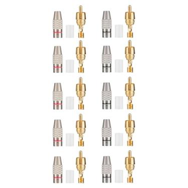Imagem de 20 conectores RCA macho para montagem em painel, adaptador de áudio, adaptador conversor de cabo, soquete banhado a ouro