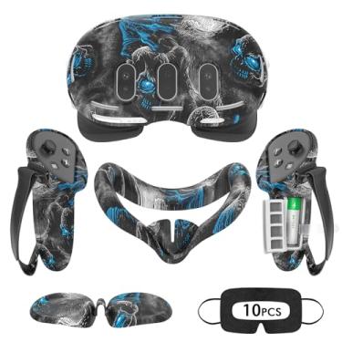 Imagem de Rechale Conjunto De Capa Silicone Para Meta Quest 3, Design Atualizado, Proteção Total, Acessórios Realidade Virtual 4 Em 1, Oculus, Presente Ideal Aniversário E Natal (Phantom)