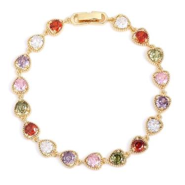 Imagem de Pulseira feminina elegante de cobre de zircônia cúbica em forma de coração – Joias modernas ajustáveis que aumentam a aura, One Size, Cristal, Sem Pedra Preciosa