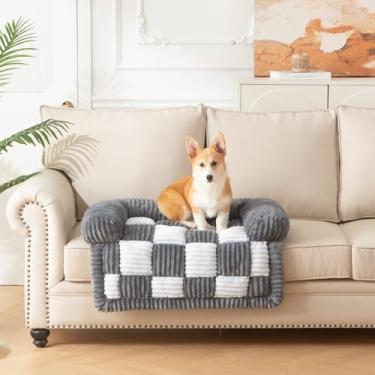 Imagem de NestlyMoly Sofá-cama confortável para cães pequenos, estilo sofá de luxo com reforço, capa lavável à prova de arranhões para animais de estimação, cães e gatos, cinza