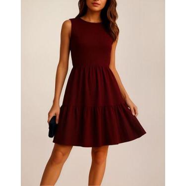Imagem de Vestido Xadrez Curto Festa Junina - Casual Dress, Marsala, P