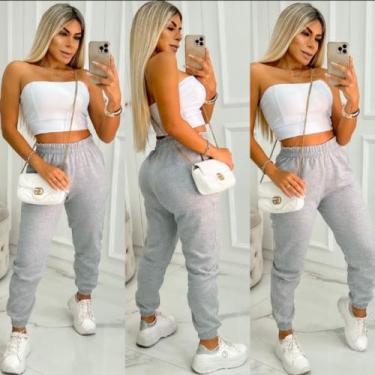 Imagem de Calça Moletom Feminina Jogguer - M & K Shop, Cinza, M