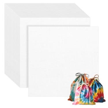 Imagem de VOKOY 100 peças de tecido de algodão 25 x 25 cm, quadrados brancos de algodão pré-cortado, pacotes de tecido de costura de cor branca sólida, tecido acolchoado para amantes de artesanato, bordado