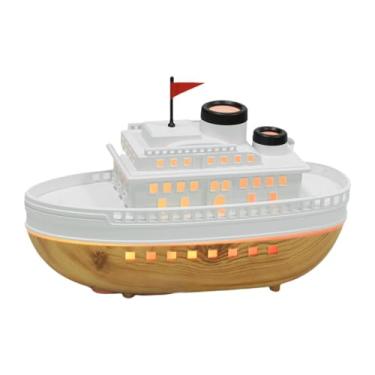 Imagem de XLWLLNJ Umidificador de ar para navios com lâmpada LED, difusor de óleos essenciais para escritório, decoração de quarto, Grão de Madeira Branca
