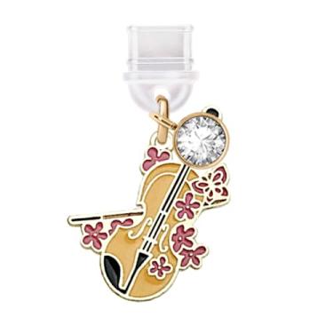 Imagem de ELISE & FONDA TP696 Porta de carregamento tipo C plugue antipoeira pequeno violino pingente de celular para iPhone 15/16/Samsung/OnePlus/Xiaomi/oppo telefones Android (amarelo)