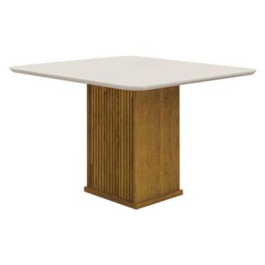 Imagem de Mesa De Jantar Napoli 90x90 Freijó Decor Off White - Leifer Móveis - L