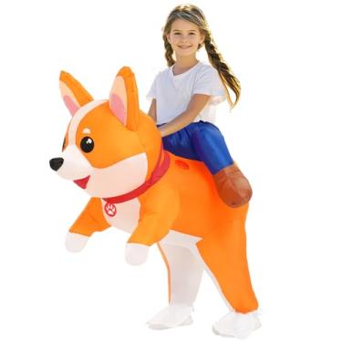 Imagem de Inflatable Costumes Kids Dog Costume Halloween Blow Up Ride on Corgi Costume Animal Suit for Girls Boys Cosplay Party