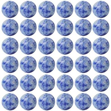 Imagem de Contas de Pedra Natural 100 peças de 8 mm Azul Branco Sodalita Redondo Genuíno Pedra Real Furo de Pedra Preciosa Solto 1 mm Contas Macias para Pulseira Colar Brincos Joias (Azul Branco Sodalite Azul)