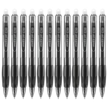 Imagem de Aozora Canetas apagáveis Click Fine Point Canetas de gel retráteis apagáveis de 0,7 mm para completar sudoku e palavras cruzadas, pacote com 12 (preta)