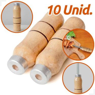 Imagem de Cabo de Madeira para Espeto de Churrasco  Kit 10 Unidades - PLOGAT MAG