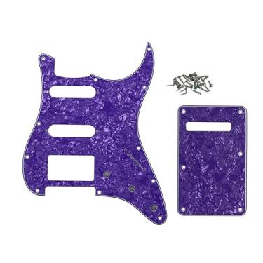 Imagem de ROZILO Conjunto de placa traseira de guitarra com 11 furos roxo pérola Strat HSS para Fender EUA/México, peça de guitarra Stratocaster padrão