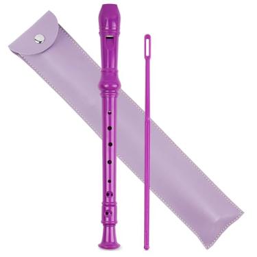 Imagem de LIZIMANDU Instrumento de gravador para crianças iniciantes e adultos, flauta de música com haste de limpeza e estojo de couro para entretenimento doméstico de estudantes escolares (2-roxo2)
