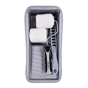 Imagem de ROLLINGDOG Kit de rolo de tinta de 5 peças, inclui rolo de tinta de 7,6 cm e recargas de capa de rolo, bandeja de tinta resistente, barra de agitação de tinta, ótimo para pintura de detalhes