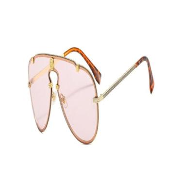 Imagem de Óculos de sol unissex de metal e proteção solar, peça única, feminino e masculino, tamanho grande, c2 dourado champanhe