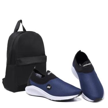 Imagem de Tênis Ortopédico Unissex Tipo Meia Ascension + Mochila Basica | Calce Fácil, Leve, Confortável – Ideal para Caminhada, Academia e Uso Diário (Marinho e Branco, BR, Adulto, Numérico, 43)