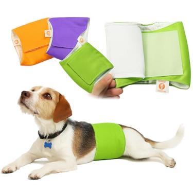 Imagem de PETTING IS CARING Envoltórios para cães machos laváveis ​​e reutilizáveis ​​Fraldas com faixa para o ventre Materiais duráveis ​​e laváveis ​​à máquina - Conjunto de 3 unidades