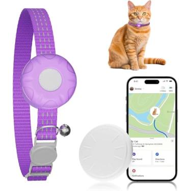 Imagem de Rastreador de gatos, rastreador de animais de estimação à prova d'água para gatos, coleira rastreadora GPS para gatos com fivela elástica de segurança, funciona com qualquer coleira, compatível com