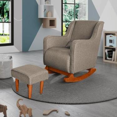 Imagem de Poltrona Amamentação C / Balanço Cadeira Descanso Aquila Com Puff Linh