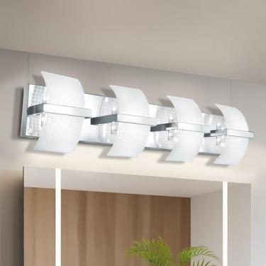 Imagem de Knwjmv Luminárias De Banheiro Modernas, Iluminação Led Regulável Sobre Espelho, Penteadeira Com 4 Luzes, 3000K/4000K/5000K, Arandelas Parede 28 Pol.