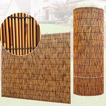 Imagem de Bcofo Cortina de tela de palheta natural, cerca de bambu, cerca de privacidade de 1 m A x 5 m C, marrom elegante rústico