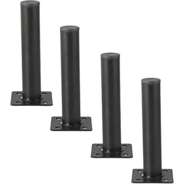 Imagem de Conjunto De 4 Pernas De Móveis De Metal, Perna De Substituição De Ferro De Tubo Reto, Pés De Suporte De Luxo Leve Para Armário Mesa Sofá Diy Móveis, Black, 10cm-4inch