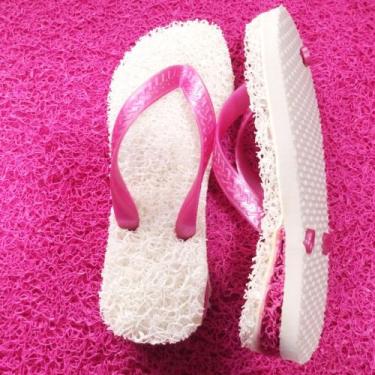 Imagem de Chinelos Apaju, de salto, Capacho com borracha., Branco, Rosa, 45/46