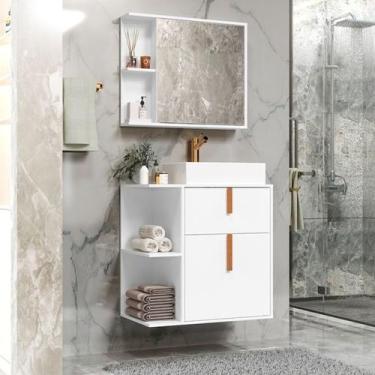 Imagem de Kit Armário Organizador Gabinete Para Banheiro Com Espelheira E Cuba 2