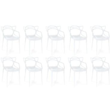 Imagem de Kit 10 Cadeiras de Jantar Allegra Prática Empilhável - Branco - Magazi