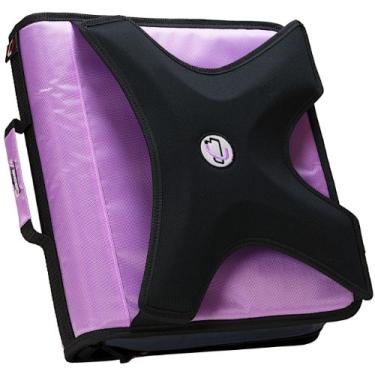 Imagem de Fichário com zíper e anel redondo X-Hugger de 5 polegadas Case-it com 5 - Suporte de livro expansível com abas coloridas na frente, lavanda