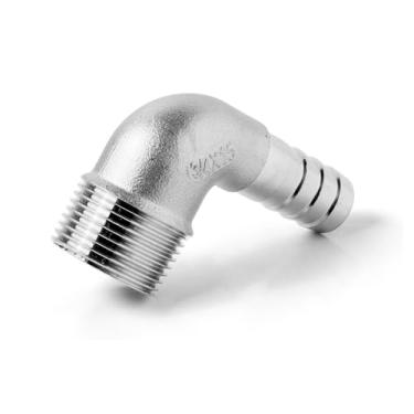 Imagem de Rosca externa 1/8 "-2" BSPT 6 8 10 12 14 15-50 mm Cotovelo de mangueira farpado 90 graus Conector de conexão de tubo de aço inoxidável 304, SS304, 118 polegadas, 6 mm