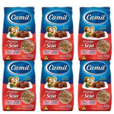 Imagem de kit 6 Proteína Texturizada de Soja Escura Camil Pacote 400g