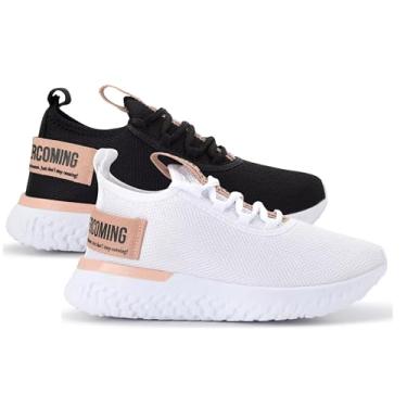 Imagem de Kit 2 Tênis Feminino para Caminhada e Academia, Leve, Confortável, Preto e Branco (Preto+Branco, BR, Adulto, Numérico, P, 38)
