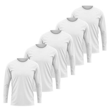 Imagem de Kit 5 Camisetas Manga Longa Segunda Pele Masculina Lisa Dry Academia Fit-Masculino