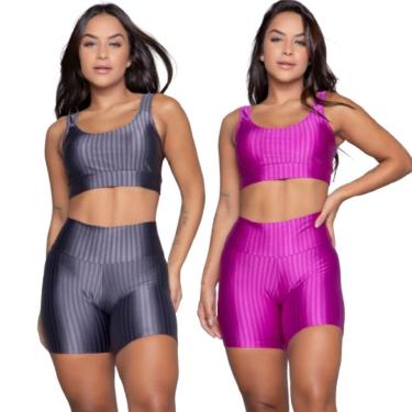 Imagem de KIT 2 Top e Short New Zig 3D Vekyo Conjunto Para Academia Treino Moda Fitness Feminina-Feminino