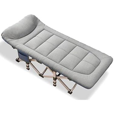 Imagem de Berço De Acampamento Para Adultos Confortável, Com Encosto De Cabeça Com Memória 3d, Berço Dobrável Para Dormir, Cama Dobrável Leve Com Bolsa De Transporte, Soneca De Es, Grey