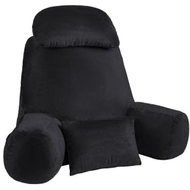 Imagem de NOONTIDE Travesseiro de leitura para adultos sentados na cama: travesseiro traseiro GG de 81 cm com rolo de pescoço removível e almofada individual, capa lavável para sentar, assistir TV/jogos/relaxar