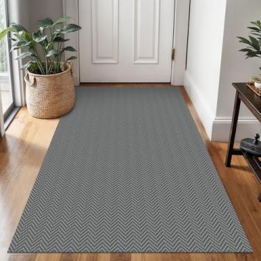 Imagem de Ivissy Tapete trançado de 0,9 x 1,5 m, tapetes laváveis para entrada antiderrapante, tapete de porta boho, entrada interna, tapetes de cozinha de algodão, tapete de porta da frente para hall de