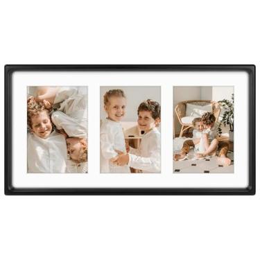 Imagem de Golden State Art, Porta-retrato com colagem 12 x 17 cm, madeira maciça com vidro verdadeiro, porta-retratos para (3) fotos 12 x 18 ou uma impressão de 22 x 45 cm, design de canto arredondado