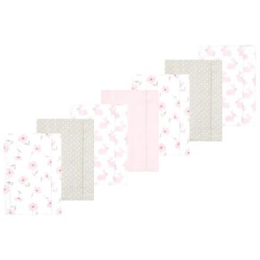 Imagem de Luvable Friends Hudson Baby Conjunto de 7 panos de flanela para arrotos, Sweet Honeycomb Pink, 14x20 inches