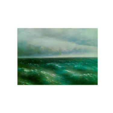 Imagem de Ivan Aivazovsky Impressão de arte de parede em tela - Tela de arte de imagem - reprodução de pintura de paisagem pôster para decoração de casa - Mar Negro 60 x 84 cm 24 x 33 polegadas Somente tela