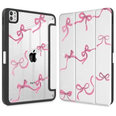 Imagem de May Chen Capa para iPad Pro de 11 polegadas 2024 5ª geração (M4), [Suporte de lápis embutido suporta Pencil 2/USB-C] Capa traseira transparente ultrafina com três dobras, suporte para despertar