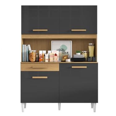 Imagem de Armário de Cozinha Completa Perola Madeirado/Grafite