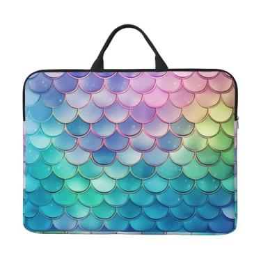 Imagem de Capa para laptop com escamas de sereia degradê sonhadora, bolsa para laptop, capa protetora para notebook de 14 polegadas